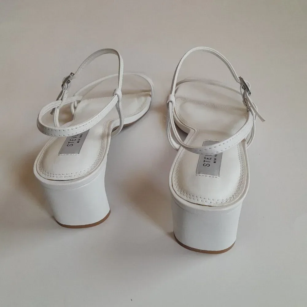 Steven New York Women’s Oceana White Leather Strappy Heels size 9.5
